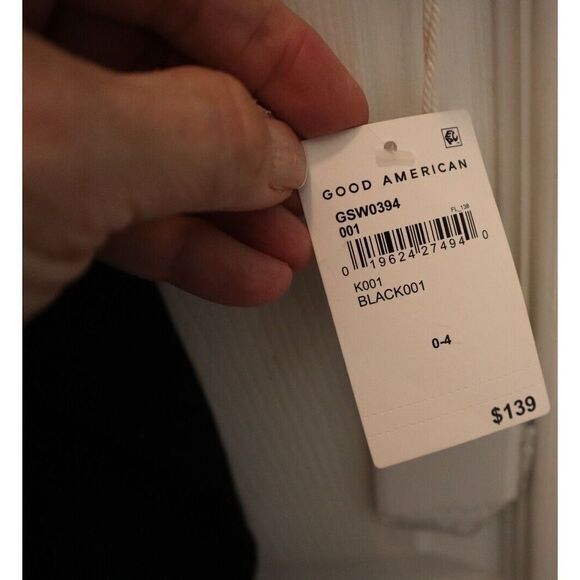 Good American GSW0394 Women's Sz 0-4 Black Goddess Tie Waist Robe Cover-Up - Picture 4 of 10